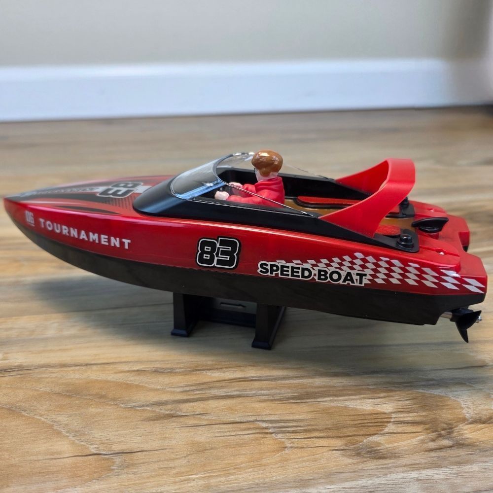 🩵NIB Red & Black Hi-Speed Racing Remote Control LED Lit Speedboat - Picture 10 of 13